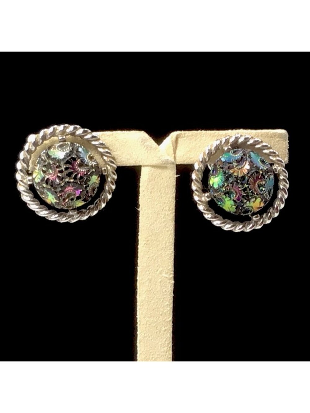 Sarah Coventry Vintage Earrings Clip-on Round Colorful .75”